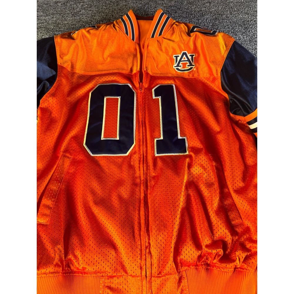 Vintage Auburn Tigers NCAA Football Jacket Mens Orange Navy Full Zip Winter #01 - Picture 5 of 15